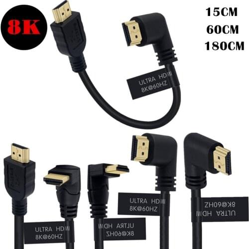 8K HDMI 48gbps 90 Degree Angle HDMI Male to Male HDMI 2.1 Version Cable with 8K 60Hz Video and 3D HDR for TV/Xbox /PS4 /PS5