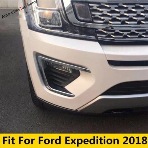 Yimaautotrims Front Foglight Fog Lights Lamp Cover Trim 2 Pcs / Set Exterior Fit For Ford Expedition 2018 ABS Chromium Styling