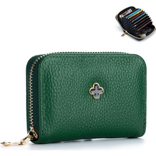 Soft Cowhide Leather Women Short Wallet Female Min Organ Bag High Capacity Coin Purse Genuine Leather Coin Pocket 9 Card Holder