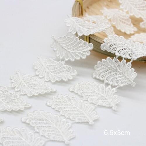 1Yards White Embroidery Lace 3D Flower Lace Fabric Cotton Applique Guipure Leaf Laces Ribbons And Trims For Sewing Ribbon LP36