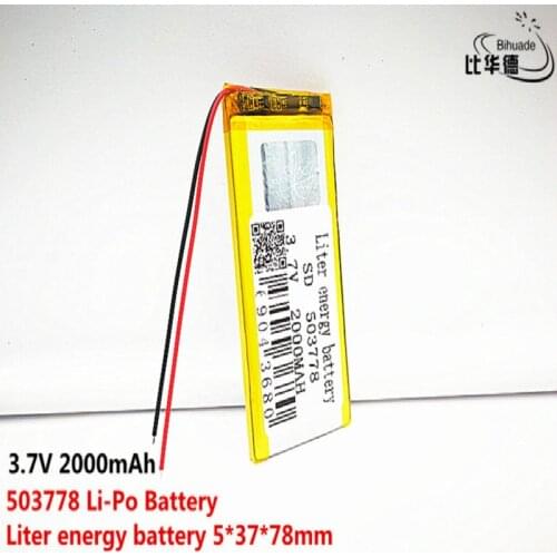10pcs Liter energy battery Good Qulity 3.7V,2000mAH,503778 Polymer lithium ion / Li-ion battery for TOY,POWER BANK,GPS,mp3,mp4