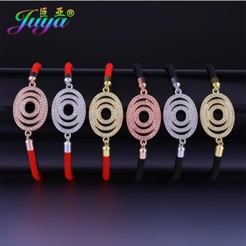 Fashion Jewelry Supplies Micro Pave Cubic Zirconia Geometric Circle Charm Bracelets For Women Men Gift Adjustable Rope Chains