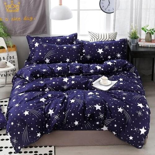 Fashion Starry Sky Bed Cover Set Single/Twin/Queen/King Size Bedding Set with Duver Cover Bed Sheet Pillowcase Soft Home Textile