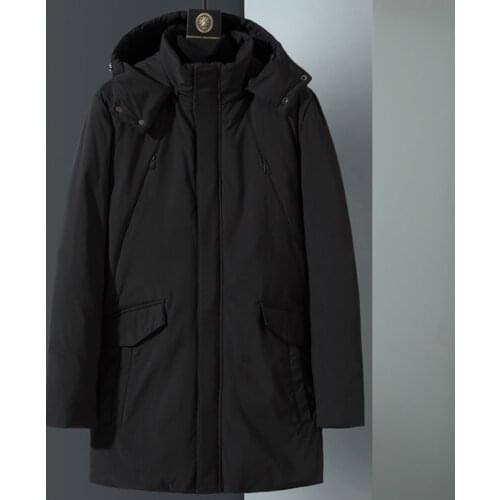 2021 New Brand Winter Down Jacket Men Hooded Casual Solid Loose Windbreaker Thicken Warm White Duck Down Coats Men Long Parkas