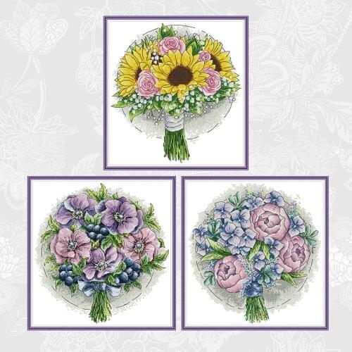 Bouquet-Dream Cross-Stitch 11CT 14CT Printed on Canvas Cross Stitch Kits Handwork Beginner Embroidery Home Decor Needlework