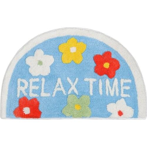 Cute Cartoon Semi-circular Plush Bath Mats Absorbent Non-slip Carpet Entrance Doormat Bathroom Kitchen Floor Rugs