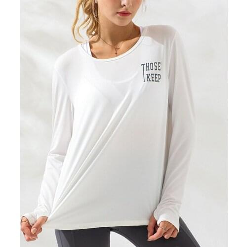 Sports Letter Tops For Gym Women Long Sleeve Open Back Fitness Yoga Shirts Loose Bandage Exercise Running T Shirt