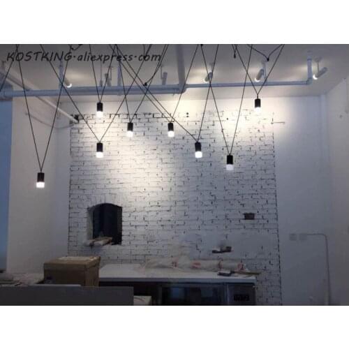 Post-modern Vintage DIY Match Line Geometric Pendant Light For Living Room Foyer Dining Room Black/White Drop Lamp