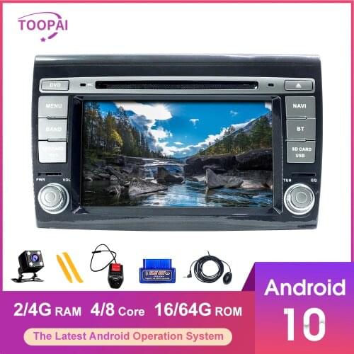 TOOPAI Android 10 For Fiat Bravo 2007-2012 Car Multimedia Player GPS Navigation Auto Radio Stereo Head Unit SWC DVD 4GB 64GB
