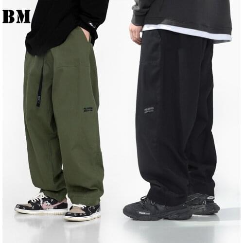 Japanese Hip Hop High Quality Loose Straight Casual Cargo Pants Harajuku Trousers For Men Korean Techwear Overalls Streetwear