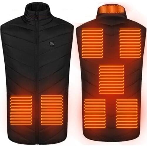 8 Areas Heating Jacket Heated USB Battery Powered Self Heated Vest Body Warmer Mens Womens Warm Vest Thermal Winter Clothing
