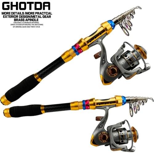 1.8-3.6m Telescopic Casting Fishing Combo Portable Ultrahard Rod and 5.2:1 Gear Ratio Fishing Reel Fishing Combo