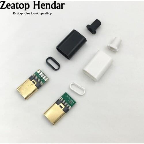 10Sets DIY USB 3.1 Gold / Nickel Plated OTG USB3.1 Type C 5P Male Plug Welding USB-C Repair Cable Charger Connector for Phone