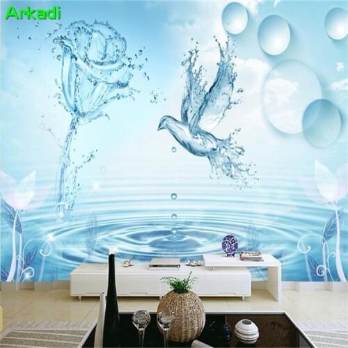 3d wallpaper custom fashion rose bird water style landscape wallpaper living room bedroom wall decoration mural