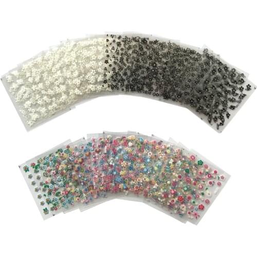 New Arrive 50pcs/set 3D Flower Nail Stickers Self-adhesive Mix Color Cheap Nails Art Decorations Nail Decal Nail Tools DIY