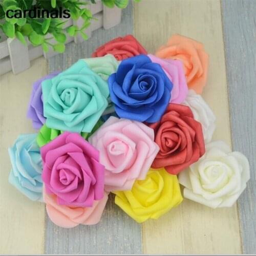50pcs 6cm PE Foam Artificial Rose Flowers Head For Wedding Home Decoration DIY Garland Decorative Floristry Fake Flowers