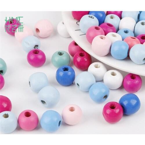 6/8/10/12/14mm Random Mixed Color Round Natural Wooden Beads Loose Beads for Jewelry Making Bracelet Necklace Cloth Accessories