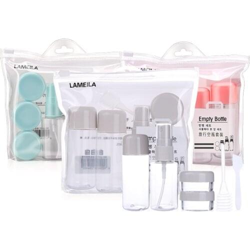 8pcs/set cosmetic bottle set spray bottle split bottle cream box stick with storage bag beauty travel empty refillable bottle