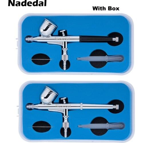 Nasedal 0.3MM 7CC Dual-Action Airbrush with Box Gravity Spray Gun Air Hose for Art Cake Nail Model Paint Spraying Hobby