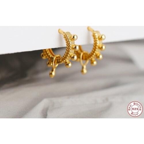 GS 925 Sterling Silver 18K Gold Plated Earring Jewelry Hoop Earrings For Women brincos oorbellen pendientes Anniversary Gift