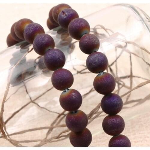 Charms Natural Stone Agates Geode DIY Necklace Bracelet Jewelry Making Polished Round Crystal Quartzs Loose Bead Strand 15" A990