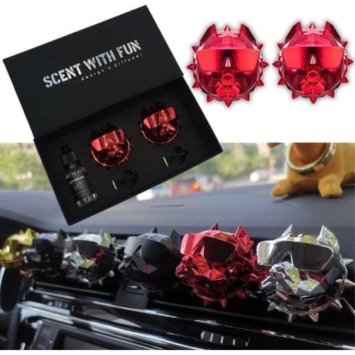 1 Pair Car Interior Decoration Car Air Perfume Gift Box Bulldogs Fragrance Freshener Diffuser Magnetic Clip Auto Vents Scent