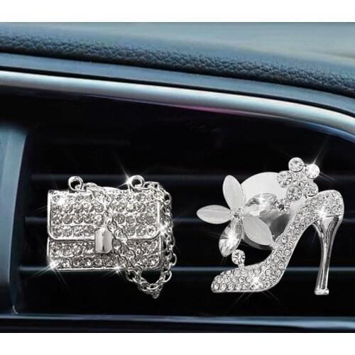 Car Air Freshener Auto Outlet Perfume Clip Bling Car Accessories Girls Purse High Heel Car Scent Diffuser Elegant Car Decoration