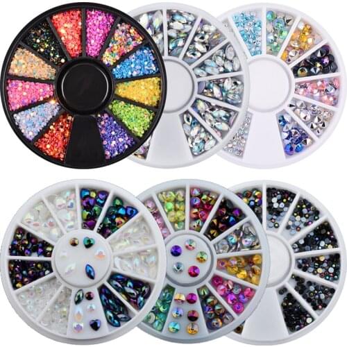 Glitter Nail Rhinestones Mixed Sizes AB Color Irregular Beads for 3D Nail Art Decorations Nail Art Gems Stone Crystals Diamonds
