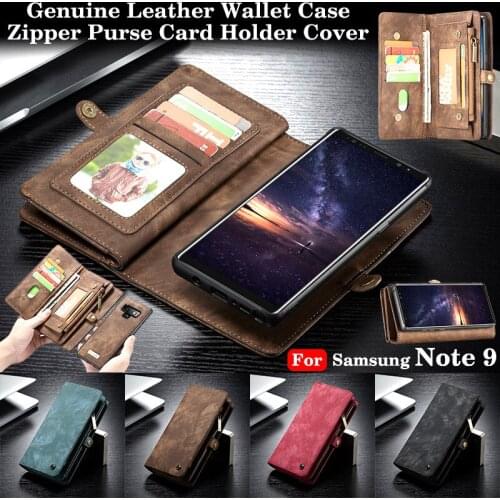 Genuine Leather Case for Samsung Note 9 8 Luxury Zipper Wallet Case for Samsung Galaxy S10 S9 S8 Plus A80 A70 Phone Cover Coque