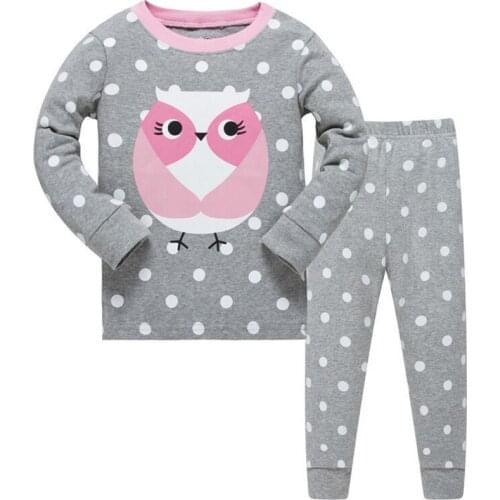 Jumping Meters Girls Animals Pyjamas For Autumn Winter Cotton Ladybug Childrens Sleepwear Top + Pant Kids Home Clothes