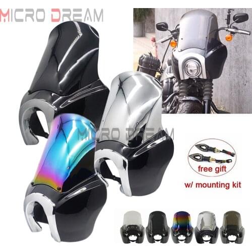 For Harley Softail Street Bob FXBB Standard FXST 2018-2021 Iridium Front Headlight Fairing Cowl w/ 15" Windshield Windscreen Kit