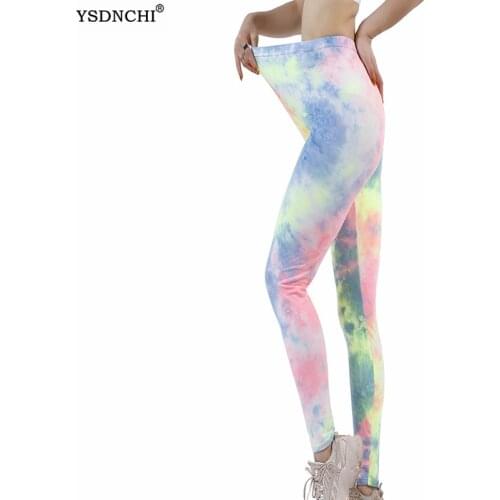 YSDNCHI High Waist Stretch Gym Leggings Sports Running Sportswear Women Printing Fitness Pants Gym Sexy Trousers