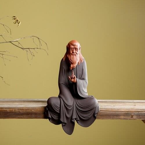 Ceramic historical figure Lao Tzu sculpture statue Zen Buddha Decoration Home living room loft decoration crafts