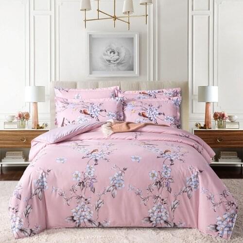 Western Style Flower Bedding Set Duvet Cover Sheet Pillowcase Grid Black Lattice Bed Linens 180x220cm Double Size Home Textile