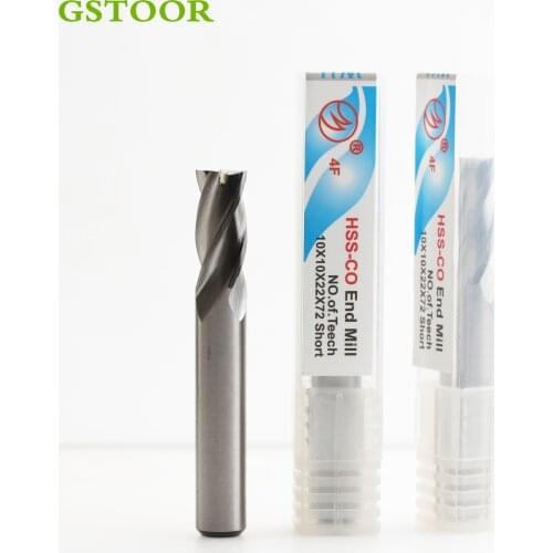 1PCS HSS 10*10*22*72 4 Flute End Mill Cobalt M35 Fully polished CNC Cutting Tools Maching Endmills