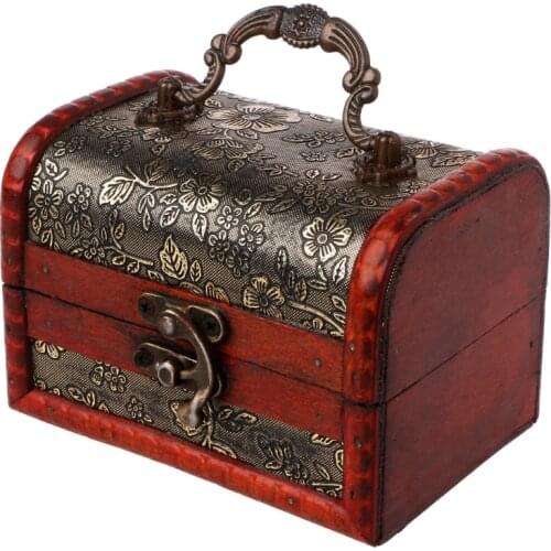 Small Vintage Jewelry Box Treasure Organizer Handmade Wooden Locking Case