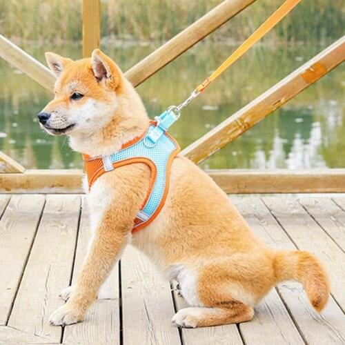 Fashion Puppy Pets Traction Rope Reflective Breathable Nylon Pet Vest Dog Harness Home Pet Supplies Accessories