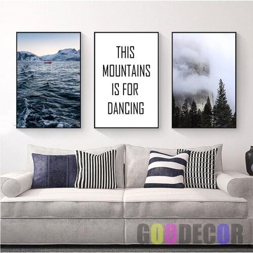 Seascape Inspirational Quote Canvas Posters Landscape Canvas Prints Nordic Painting Wall Pictures for Living Room Home Decor