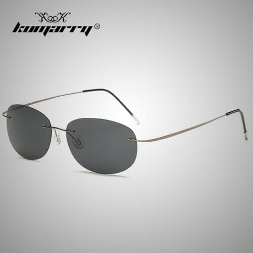 KUMARRY Classic Rimless Pilot Polarized Sunglasses Men Lightweight Titanium Material Drivers Sun Glasses Mirrored UV400 KTM030