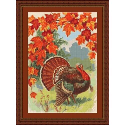 2021 New Arrival Embroidery Autumn Turkey Bird Beginner Embroidery Kits with 100% Cotton Floss & Free Shipping for Wall Decor