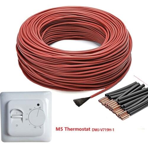 50m12K 33ohm/m heating coil heating cable carbon fiber floor heating cable with wifi thermostat hot sale