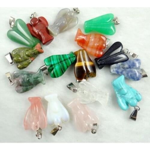 Natural stone Quartz crystal Turquoises tiger eye aventurine charm pendant for DIYJewelry making necklace Accessories24pcs A9