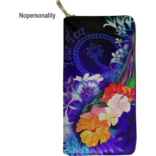 Nopersonality Polynesian Chuuk with Tropical Flowers Women Money Coin Bags Leather Female Wallet Famous Brand Ladies Purses