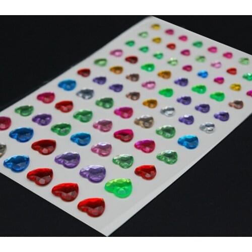 New Multicolor Heart Shape Rhinestones Sticker For Wall Car Simple Life Scrapbook Calendar Decor