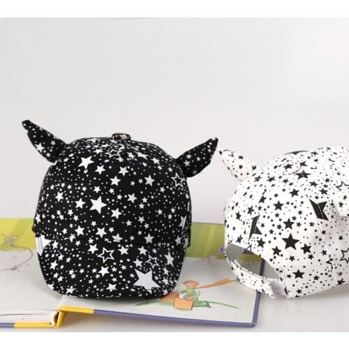 Latest Star Printed Baby Baseball Hat Childrens Hats Cute Ox Horn Shaped Baby Unisex Summer Cap Boy Sports Hat 1pc