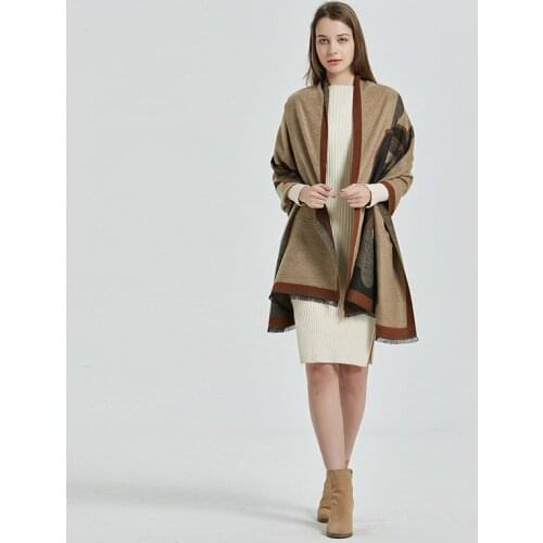 Autumn and Winter New Style Cashmere Shawls Womens Thickening Warm Imitation Wool Scarves European and American Street Scarves