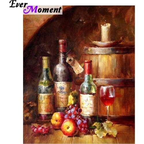 Full diamond painting cross stitch old red wine cellar grapes square resin diamond drill for dining room decoration ASF777