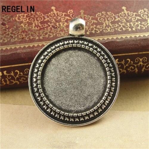REGELIN Antique Bronze Pendant Settings Cabochon Base Bezel Trays Blank 10pcs/lot Fit 20mm Cabochons cameo DIY Necklace Making