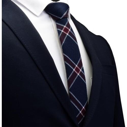 Ricnais 6cm Slim Cotton Mens Tie Red Grey Solid Plaid Skinny Necktie For Men Business Party Leisure Neckt Ties Accessories