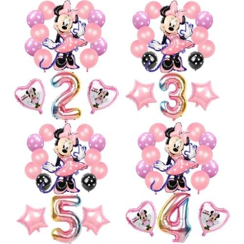 14pcs Mickey Minnie Mouse Foil Helium Balloons Birthday Party Decorations Baby Shower 32inch Number Ball Kids Toys Globos